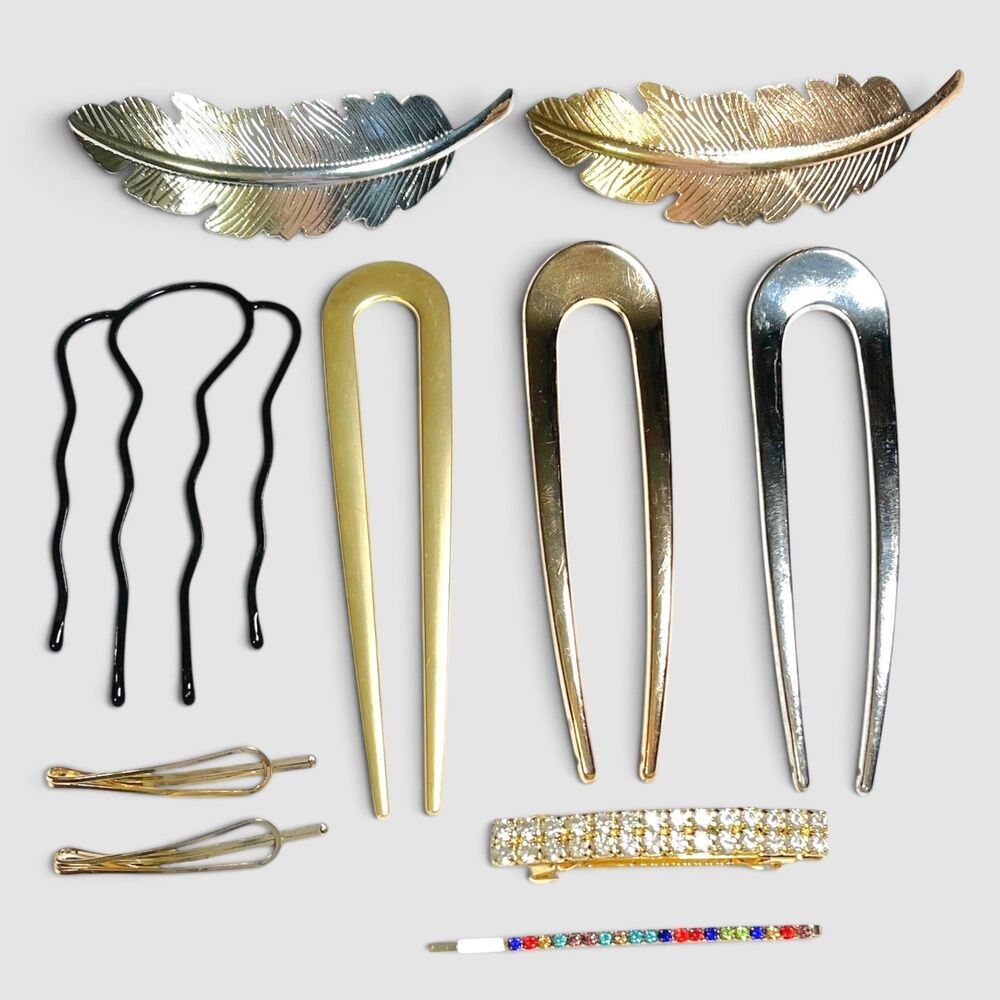 Mixed Lot Large Hair Forks Barrettes Pins Variety Accessories Mixed Metals Updo